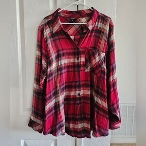 Torrid Red Plaid Flannel Shirt